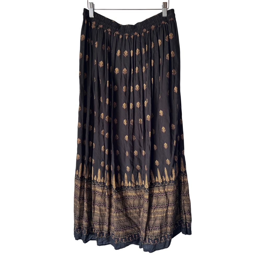 Gypsie Blu Women's Gold Foil Print Black RAYON Wear Boho Skirts size Medium - Picture 6 of 11
